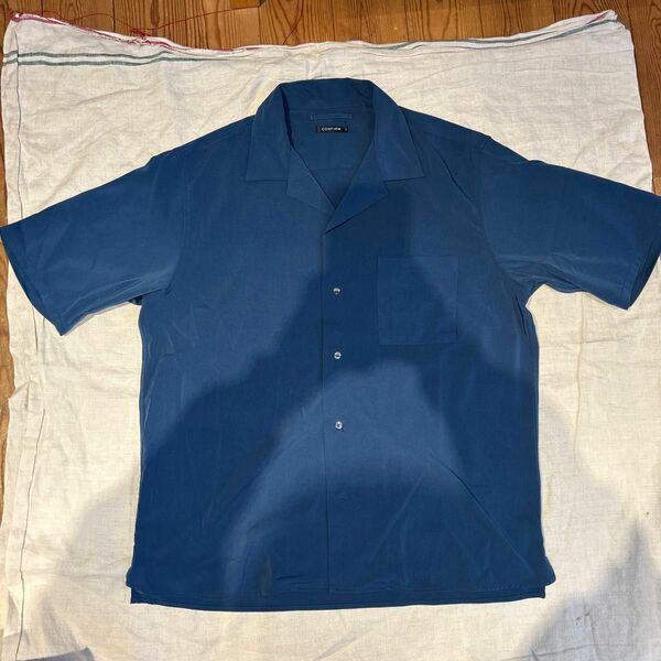 CONFIRM 半袖 シャツ 半袖シャツ オープンカラー ブルー　ネイビー Lサイズ