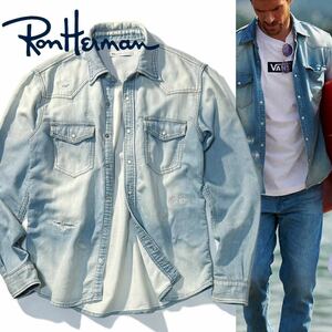 【Ron Herman】Safari掲載◎!!RHC ロンハーマン Fake Denim Shirt フェイクニット スウェットデニムシャツ ウエスタンデニムシャツ 日本製 