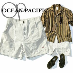 【OCEAN PACIFIC】Safari掲載ブランド◎!!OP オーシャンパシフィック 刺繍ロゴ 太畝コーデュロイショーツ 短丈ショートパンツ 日本製