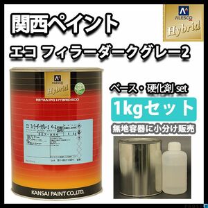 関西ペイント 2液 ハイブリッド エコ フィラー ダーク グレー プラサフ 1kgセット/ ウレタン Z25