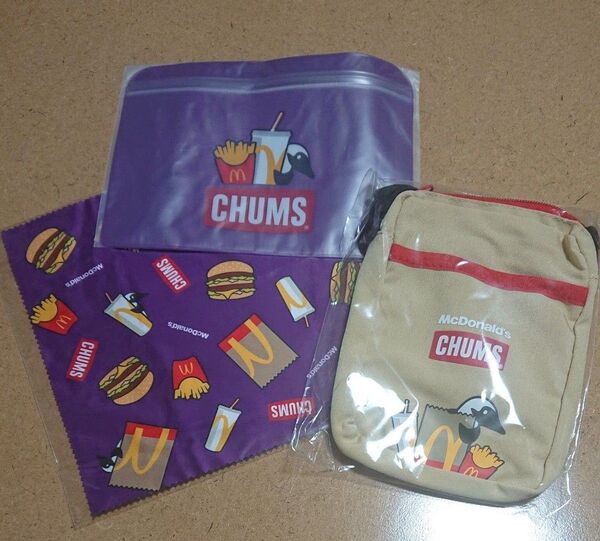 CHUMS マクドナルド 福袋 ミニショルダーバッグ クリーナークロス ジッパーポーチ