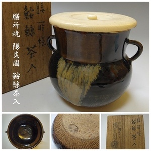 【S-66】膳所焼 陽炎園 鮟鱇茶入 茶道具 