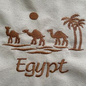 キャメル刺繍コットンバック