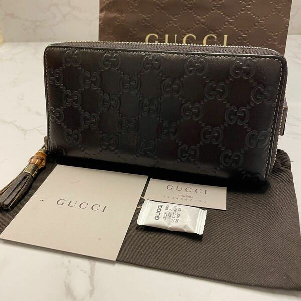 グッチ GUCCI 財布 長財布 シマレザー タッセル ラウンドファスナー メンズ