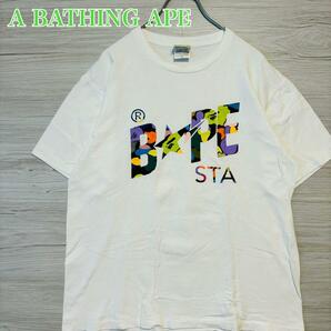 【希少デザイン】A BATHING APE　アベイシングエイプ　Tシャツ　Lサイズ　BAPE STA 両面デザイン　センターロゴ　ビッグロゴ　スター　星