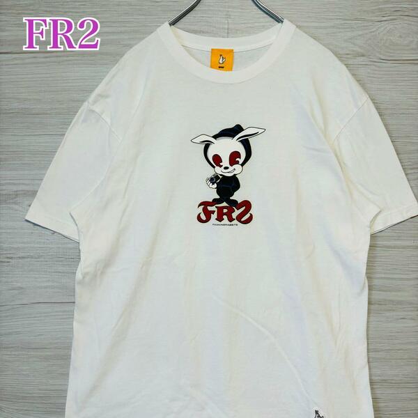 【希少デザイン】FR2 エフアールツー　Tシャツ　Lサイズ　センターロゴ　うさぎ　ラビッツ　ストリート　即完売　レア　一点物　ゆったり