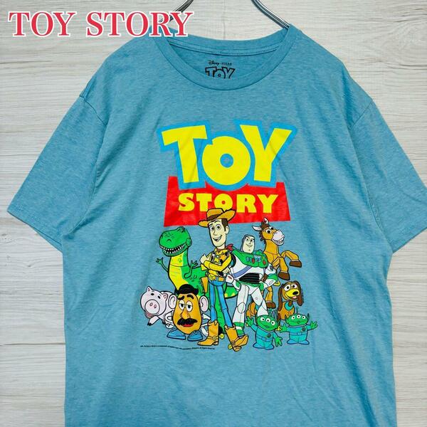 【入手困難】Disney ディズニー PIXAR ピクサー　TOY STORYトイストーリー Tシャツ Lサイズ ビッグプリント キャラクター 一点物 レア