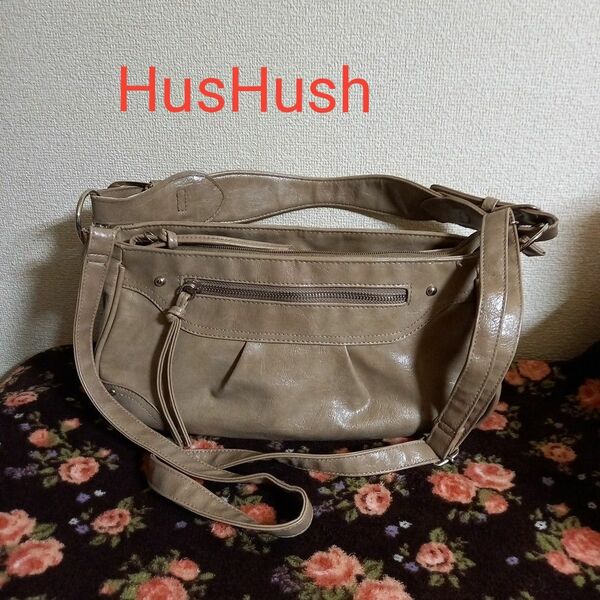 HusHush レディース　2WAY バッグ　シワ加工　 ショルダーバッグ