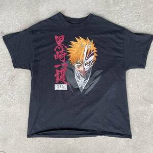 ビンテージ　ブリーチ　ホロウ　黒崎一護　デザイン　プリント　Tシャツ　XL　240329