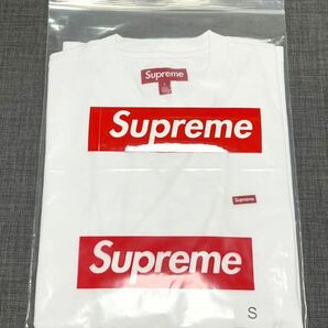 送料無料 S 白 Supreme Small Box Logo L/S Tee White 23FW シュプリーム スモール ボックスロゴ ロンT Tシャツ ホワイト ステッカー 新品の画像2