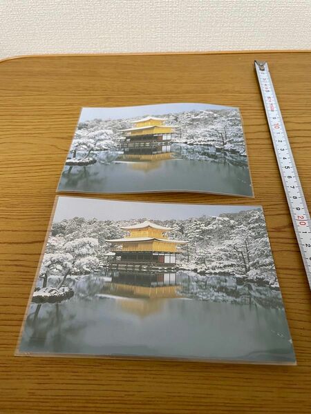 ポストカード　ハガキ　金閣寺　雪景色　2枚