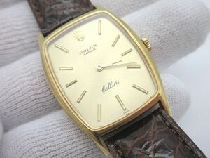 ☆ROLEX ロレックス Cellini チェリーニ 3807 K18 750刻印 手巻き 2針 ゴールド文字盤 ベルト社外品 中古 現状稼働品 腕時計☆