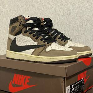 【1円スタート】NIKE NIKE TRAVIS SCOTT AIR JORDAN 1 RETRO HIGH OG トラヴィススコット エアジョーダン1 レトロ スニーカー US8.5 26.5cmの画像1