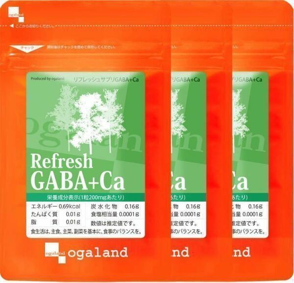 ★送料無料★GABA+Ca 約3ヶ月分(1ヶ月分90粒×3袋)オーガランド サプリメント リフレッシュサプリ ギャバ カルシウム ペパーミント