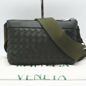 ☆安心の３大保証☆ ABランク ≪BOTTEGA VENETA ボッテガ ヴェネタ/ショルダーバッグ≫ 651938 イントレチャート カーキ レザー 送料無料の画像1