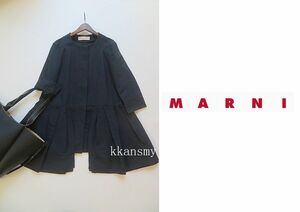 MARNIマルニ*ノーカラーAラインフレアコート