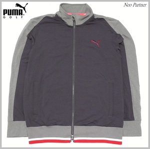 美品 PUMA GOLF プーマゴルフ ウォームセル 保温 ジャージー ストレッチ ダブルジップ トラックジャケット グレー US:M UK:L メンズ