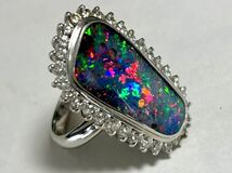 ★◇Pt900 天然ダイヤモンド1.337ct/天然ボルダーオパールリング10.39ct◇ 約15.09g 14号 diamond opal ジュエリーring指輪 ソーティング_画像3