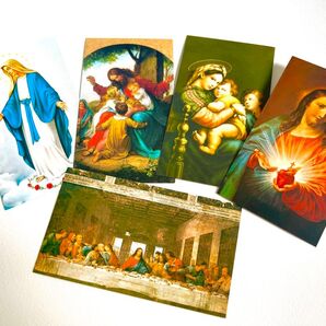 (77) キリスト教 聖母子像 聖書 御絵5枚セット⑤イタリア製