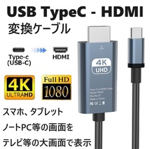 USB Type-C HDMI 変換 アダプタ ケーブル 2m(ゆうパケ)_画像1