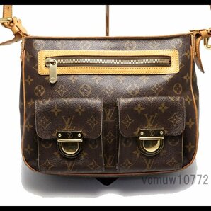 希少美中古■LOUIS VUITTON モノグラム ハドソンGM レザー ショルダーバッグ ルイヴィトン■0307hn28482の画像1