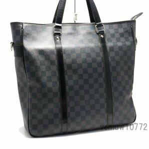 希少美中古■LOUIS VUITTON ダミエグラフィット タダオ レザー トートバッグ ルイヴィトン■0314xa0656205の画像4