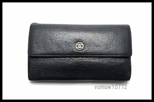 希少美中古■CHANEL 11番台 ココボタン レザー 3つ折り財布 シャネル■0321bd0124991