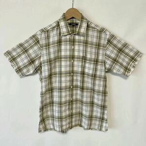BURBERRY Burberry * check pattern short sleeves shirt / cotton flax made / size M
