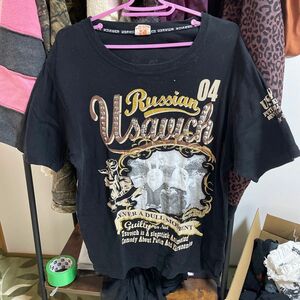 Tシャツ ブラック 古着 半袖 黒 ヴィンテージ 90s 半袖プリントTシャツ USAVICH ウサビッチ L サイズ used