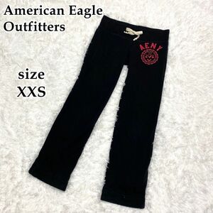 スウェットパンツ　American Eagle　アメリカンイーグル　(XXS)　黒　ブラック　ジョガーパンツ　ロゴ入り