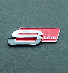 アウディ ステッカー Sline Audi 金属 バッジ カーステッカー エンブレム プレート サイド フェンダー リア 内装外装 赤シルバー 1個