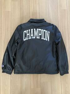 美品　CHAMPION チャンピオン　裏ボア　コーチジャケット　キッズ　ボーイズ　140サイズ　ナイロンジャケット ブラック 黒