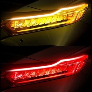 送料無料 12V オープニング付 レッド/アンバー 60cm 2本 シーケンシャルウィンカー 流れるウィンカー LEDシリコンチューブ BB283