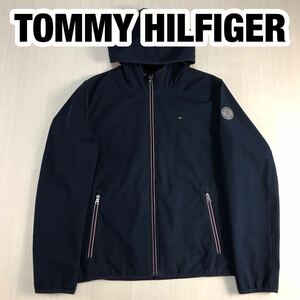 TOMMY HILFIGER トミー ヒルフィガー ブルゾンパーカー ジップアップ M ネイビー ロゴパッチ 刺繍ロゴ