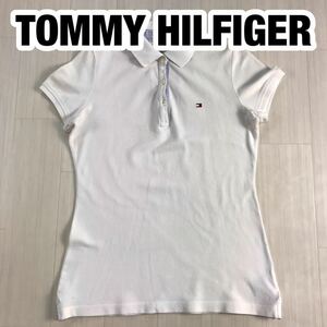 TOMMY HILFIGER トミーヒルフィガー 半袖ポロシャツ M ホワイト メキシコ製
