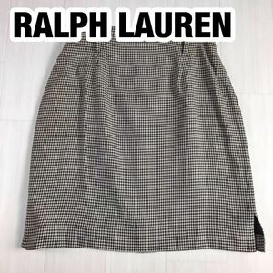 RALPH LAUREN Ralph Lauren мини-юбка шт. форма 7 тысяч птица рисунок черный × бежевый 