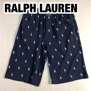 POLO RALPH LAUREN ポロ ラルフローレン ハーフパンツ M ネイビー プリント 総柄 ポニー