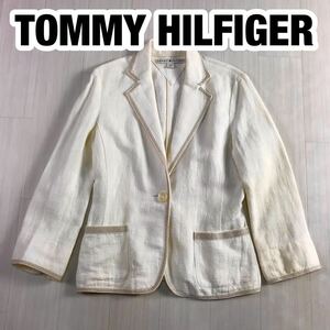 TOMMY HILFIGER トミーヒルフィガー テーラードジャケット 麻混 2 生成り シングル