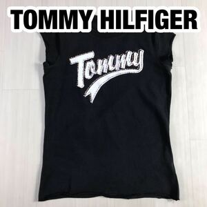 TOMMY HILFIGER Tommy Hilfiger принт футболка XS черный большой Logo заклепки украшен блестками 