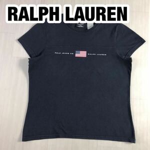 POLO JEANS RALPH LAUREN ポロジーンズ ラルフローレン 半袖Tシャツ プリントTシャツ L ネイビー ビッグロゴ 国旗