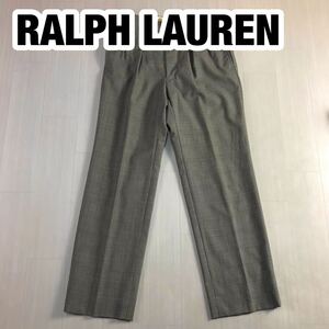 RALPH LAUREN ラルフローレン スラックス パンツ 2タック グレーチェック柄