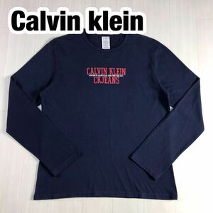 Calvin Klein jeans カルバンクラインジーンズ 長袖Tシャツ XL ネイビー ロンT プリントTシャツ 