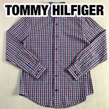 TOMMY HILFIGER トミー　ヒルフィガー 長袖シャツ M チェック柄 マルチカラー 刺繍ロゴ フラッグロゴ_画像1