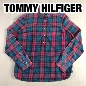 TOMMY HILFIGER トミー ヒルフィガー 長袖シャツ M チェック柄 マルチカラー 刺繍ロゴ フラッグタグ