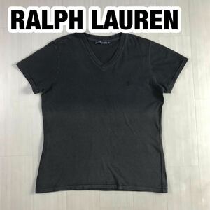 RALPH LAUREN Ralph Lauren короткий рукав футболка женский размер M черный вышивка po колено 