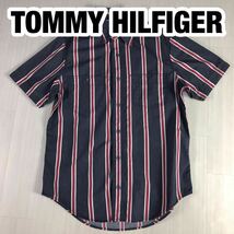 TOMMY HILFIGER トミー ヒルフィガー 半袖シャツ ストライプ バッグプリント マルチカラー_画像1