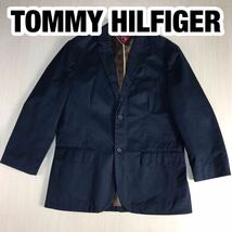 TOMMY HILFIGER トミー ヒルフィガー テーラードジャケット L/G ネイビー 紺ブレ シングル センターベント 肩パッド有 総裏地_画像1