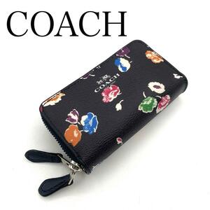 新品・未使用　COACH コーチ　コンパクト　財布　ダブルジップ　コインケース　花柄