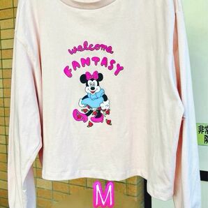 GU レディース　M ミニーマウス　ミニーちゃん　Disney ディズニー　長袖Tシャツ　ロンT 美品　ピンク　桜色　トップス