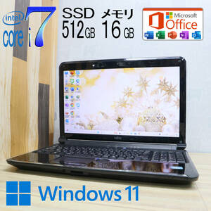 ★美品 最上級4コアi7！新品SSD512GB メモリ16GB★AH54/DA Core i7-2670QM Webカメラ Win11 MS Office2019 Home&Business★P65183